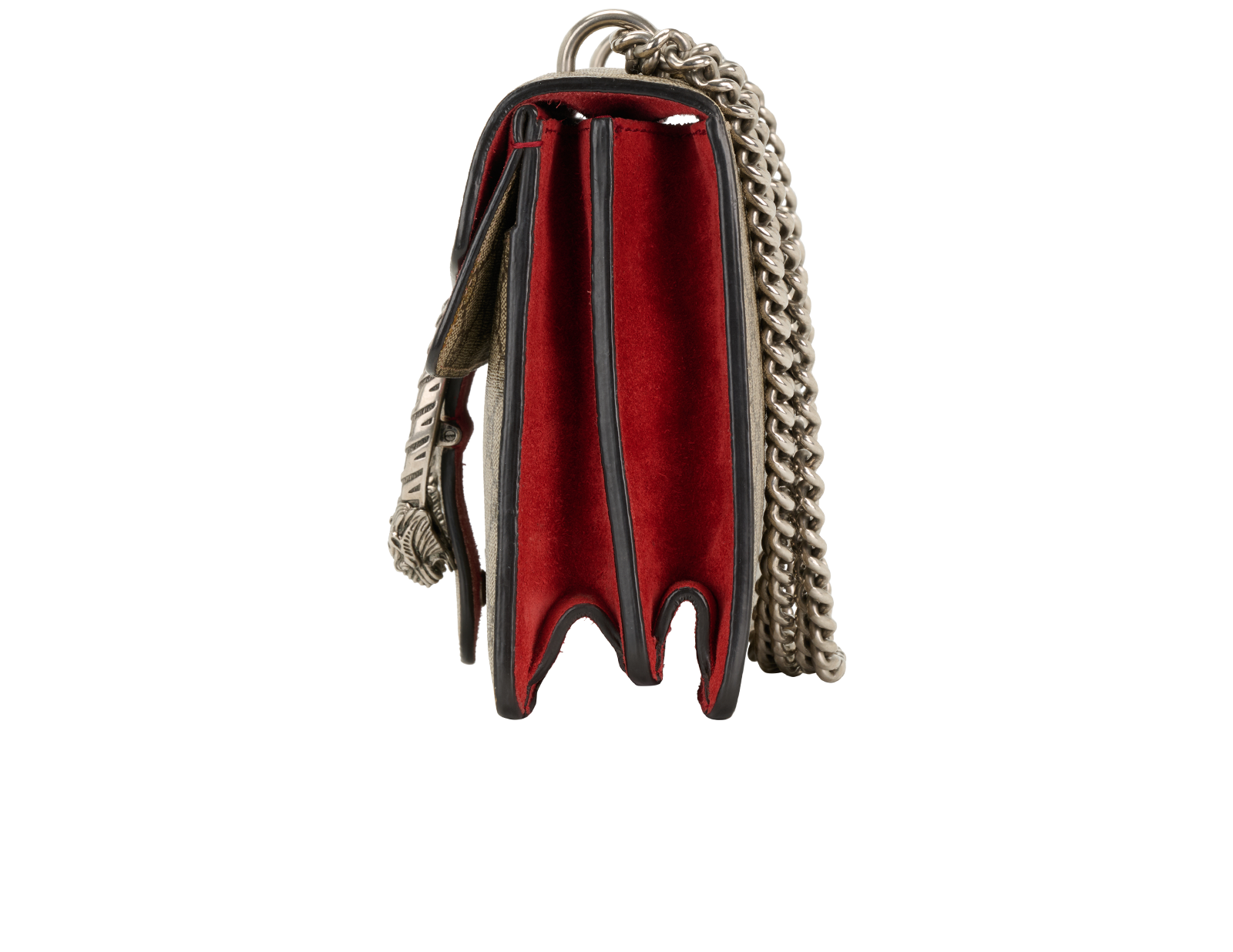 Small Dionysus GG Shoulder Bag, &pound;795, Handbags, Beige/Red, Canvas/Suede, Bottom view